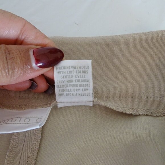 Studio C Dress Pants Women Size 12 Tan Career No Pockets - Picture 4 of 4